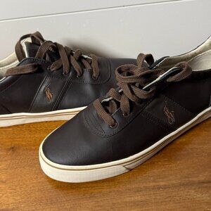 Polo Ralph Lauren Lace Up Shoes Hanford Leather Uppers Dark Brown Sz 11.5